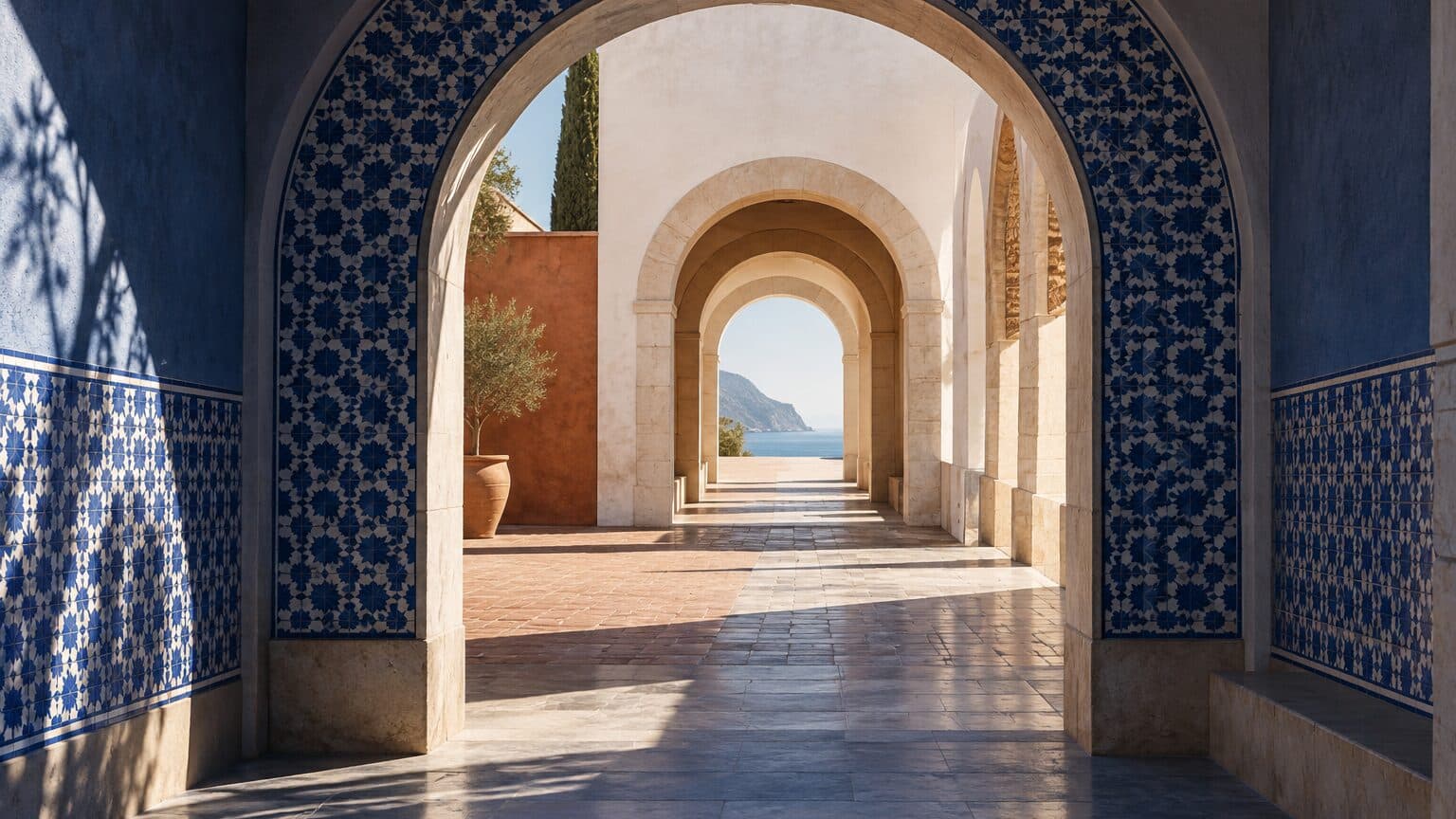 Successive arches opening towards the light